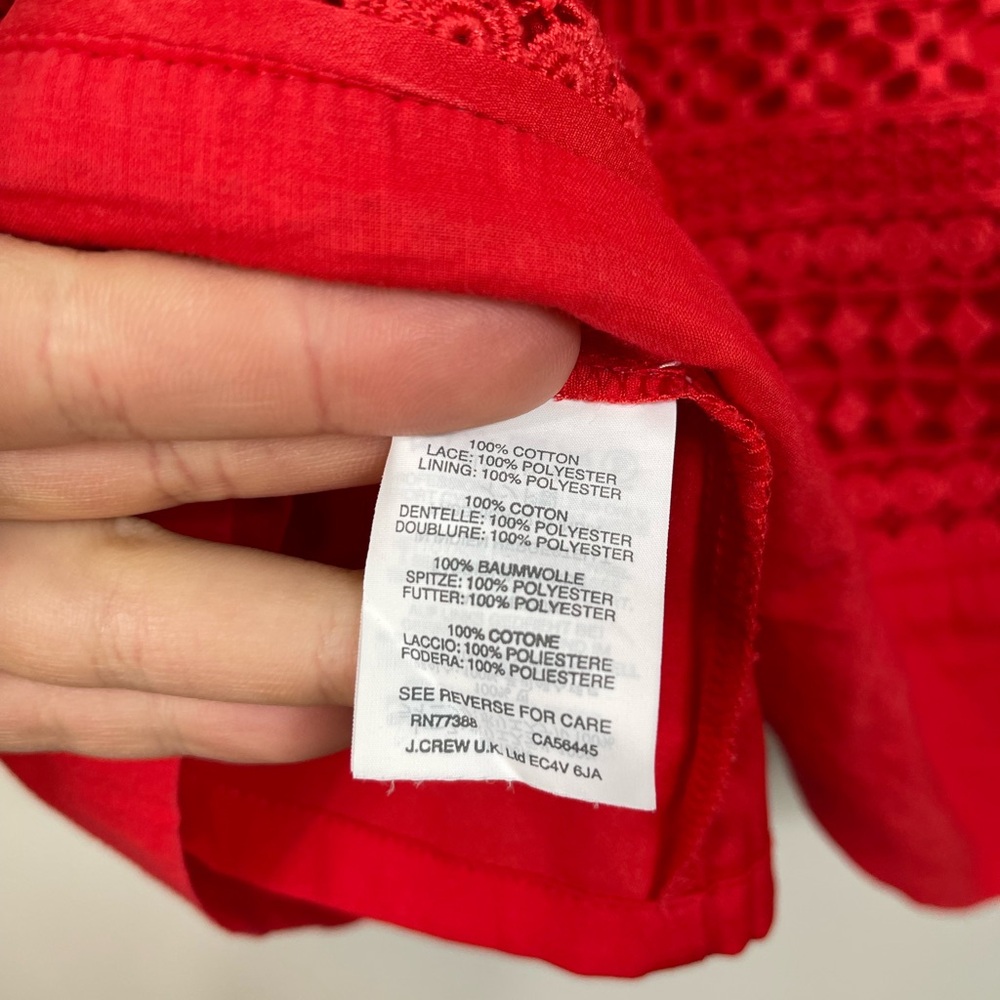 J.Crew Radish Coral-Red Embroidered Lace Sleeveless Shift Dress Cotton Size M - Picture 12 of 14